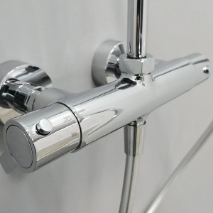 Colonne de douche ronde thermostatique Aquatica chromée - KINEDO CD365