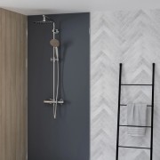 Colonne de douche ronde thermostatique Aquatica chromée - KINEDO CD365