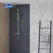 Colonne de douche ronde thermostatique Aquatica chromée - KINEDO CD365