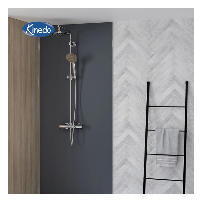 Colonne de douche ronde thermostatique Aquatica chromée - KINEDO CD365