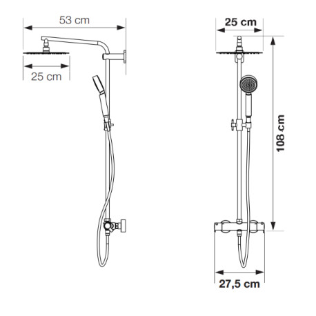 Colonne de douche ronde thermostatique Aquatica chromée - KINEDO CD365
