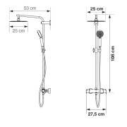 Colonne de douche ronde thermostatique Aquatica chromée - KINEDO CD365