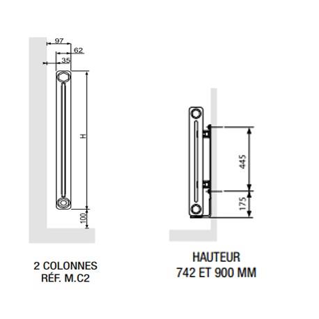 Radiateur chauffage central ACOVA - VUELTA HORIZONTAL 1210W M6C2-22-075