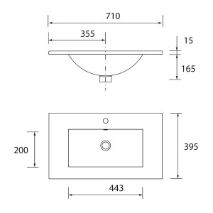 Plan vasque IBERIA 710 porcelaine blanche - SALGAR 97070