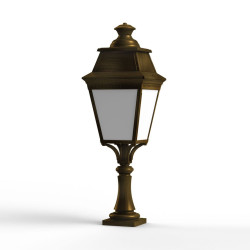 Borne Avenue 3 N°5 LED Warm Patine dorée 009 Diffuseur opale - PRADIER 103220009 