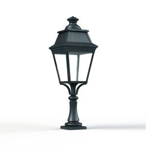 Borne Avenue 3 N°5 LED Warm Patine vert de gris 008 Diffuseur clair - PRADIER 103118008 