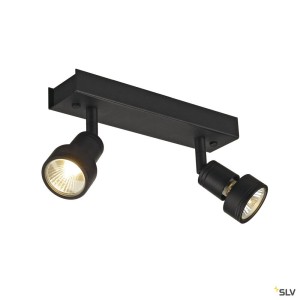 Plafonniers intérieurs PURI plafonnier noir mat double GU10 max. 2x50W anneau déco inclus - SLV 147370 