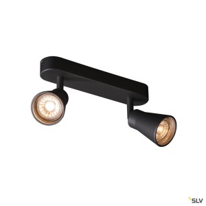 Plafonniers intérieurs LED AVO applique et plafonnier intérieur double noir GU10/QPAR51 2x 50W max - SLV 1000889 
