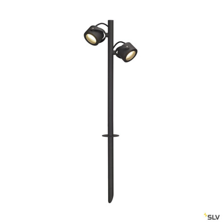 Spot sur piquet en aluminium SITRA 360 SL SPIKE 2 têtes multi-directionnelles anthracite IP44 - SLV 231535