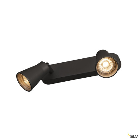 Plafonniers intérieurs LED AVO applique et plafonnier intérieur double noir GU10/QPAR51 2x 50W max - SLV 1000889 