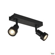 Plafonniers intérieurs PURI plafonnier noir mat double GU10 max. 2x50W anneau déco inclus - SLV 147370 