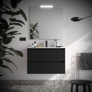Meuble et vasque de salle de bain Noja 800 Black Satin - SALGAR 106126