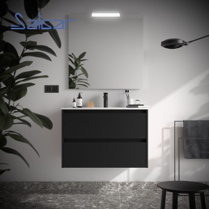Meuble et vasque de salle de bain Noja 800 Black Satin - SALGAR 106126
