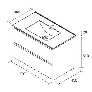 Meuble et vasque de salle de bain Noja 800 Red Satin - SALGAR 106129