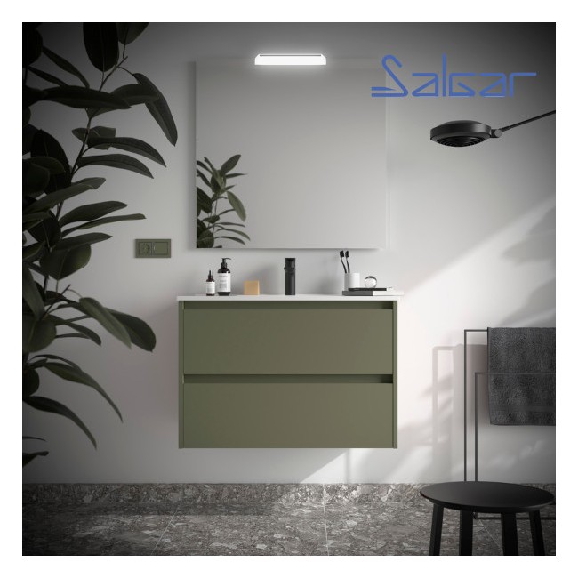 Meuble et vasque de salle de bain Noja 800 Green Satin - SALGAR 106128