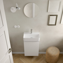Meuble Salle De Bain Aida 440 1 Porte Avec Frein White Cotton 440 X 263 X 620 Mm - SALGAR 114649 