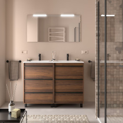 Meuble salle de bains 120cm 6 tiroirs Noyer Maya ATTILA - SALGAR 105236