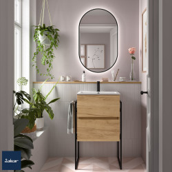 Meuble salle bain FUSSION LINE 500 F40 2 tiroirs chêne africain497x540x385mm - SALGAR 96681 