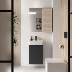 Meuble Salle De Bain Aida 440 1 Porte Avec Frein Anthracite Mat 440 X 263 X 620 Mm - SALGAR 114651 