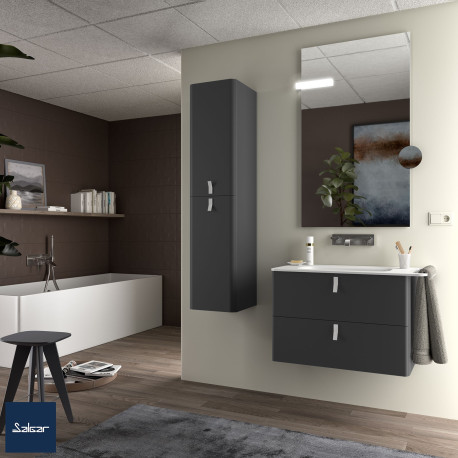Meuble de salle de bain UNIIQ 800 2 tiroirs anthracite mat 797x540x450 mm - SALGAR 96621 