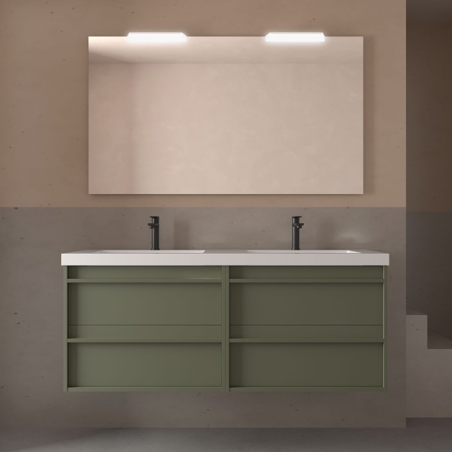 Meuble salle de bains + Vasque 140cm 4 tiroirs Green Satin ATTILA - SALGAR 104933