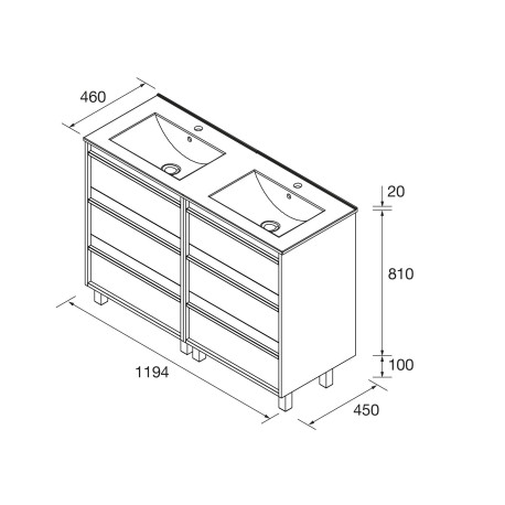 Ensemble Salle De Bains Attila 120 6 Tiroirs White Satin - SALGAR 105160 