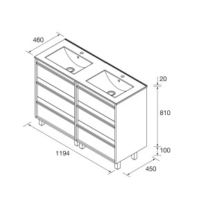 Ensemble Salle De Bains Attila 120 6 Tiroirs White Satin - SALGAR 105160 