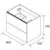 Meuble de salle de bain UNIIQ 800 2 tiroirs anthracite mat 797x540x450 mm - SALGAR 96621 