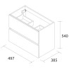Meuble salle bain FUSSION LINE 500 F40 2 tiroirs chêne africain497x540x385mm - SALGAR 96681 