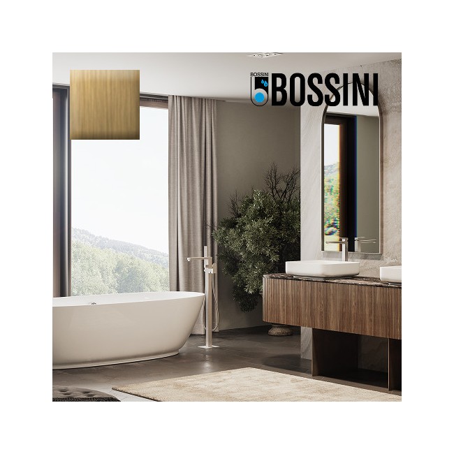 Mélangeur bain/douche avec colonnette d'alimentation par le sol et douchette flat one or GILLO - BOSSINI Z00761021