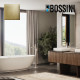 Mélangeur bain/douche avec colonnette d'alimentation par le sol et douchette flat one or brossé GILLO - BOSSINI Z00761030
