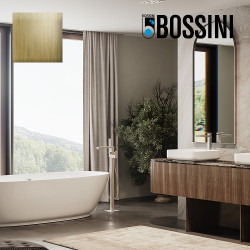 Mélangeur bain/douche avec colonnette d'alimentation par le sol et douchette flat one or brossé GILLO - BOSSINI Z00761030