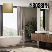 Mélangeur bain/douche avec colonnette d'alimentation par le sol et douchette flat one or brossé GILLO - BOSSINI Z00761030