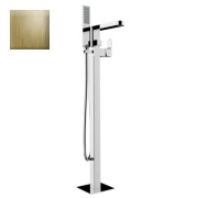 Mélangeur bain/douche avec colonnette d'alimentation par le sol et douchette flat one or brossé GILLO - BOSSINI Z00761030