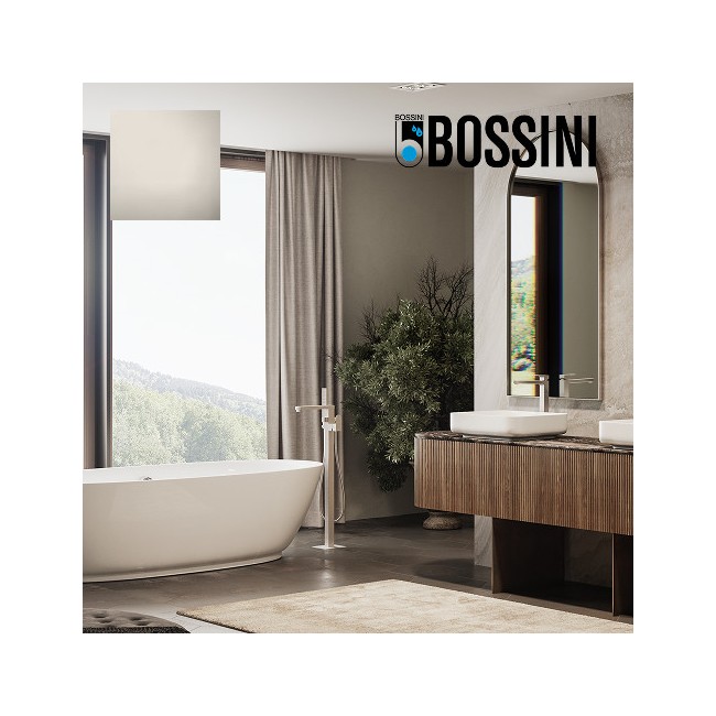 Mélangeur bain/douche avec colonnette d'alimentation par le sol et douchette flat one nickel satiné GILLO - BOSSINI Z00761030