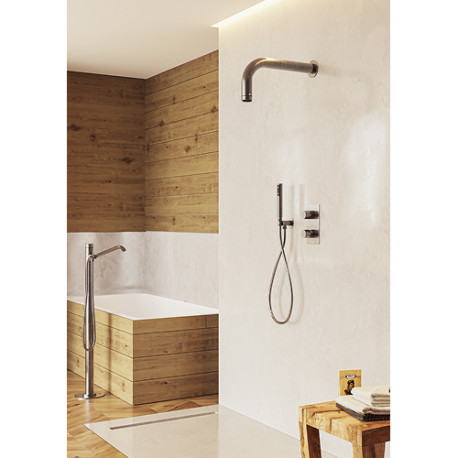 Mitigeur colonne d'alimentation et douchette baignoire acier satiné mat Nobu - Bossini INL001075