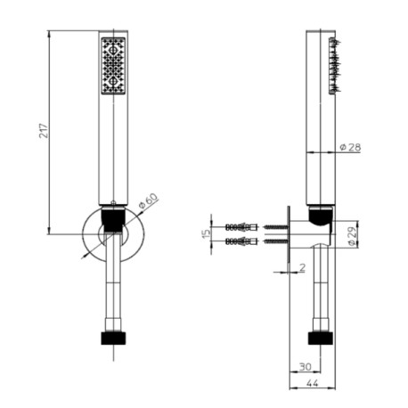 Ensemble douche avec support fixe et flexible 150 cm Nobu Acier satiné - BOSSINI INC003C075