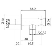 Sortie murale avec support en acier inoxydable Nobu Acier satiné - BOSSINI INC002075