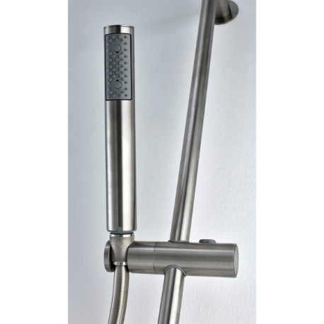 Ensemble barre de douche en inox avec douchette et flexible Nobu chromé - BOSSINI IND002P030