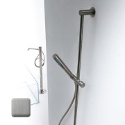 Ensemble barre de douche en inox avec douchette et flexible Nobu Acier Satiné - BOSSINI IND002P075
