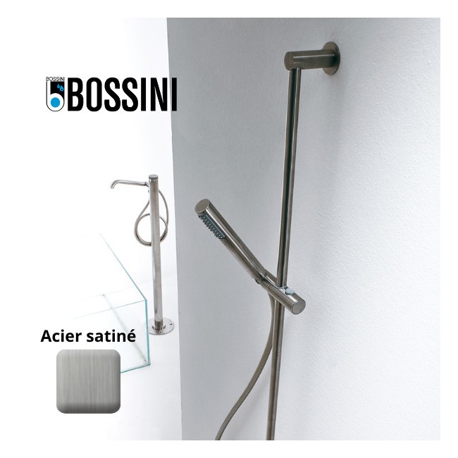 Ensemble barre de douche en inox avec douchette et flexible Nobu Acier Satiné - BOSSINI IND002P075