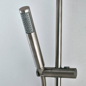 Ensemble barre de douche en inox avec douchette et flexible Nobu Acier Satiné - BOSSINI IND002P075