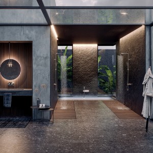 Mitigeur kit colonne de douche murale thermostatic chromé Apice - Bossini L10505030