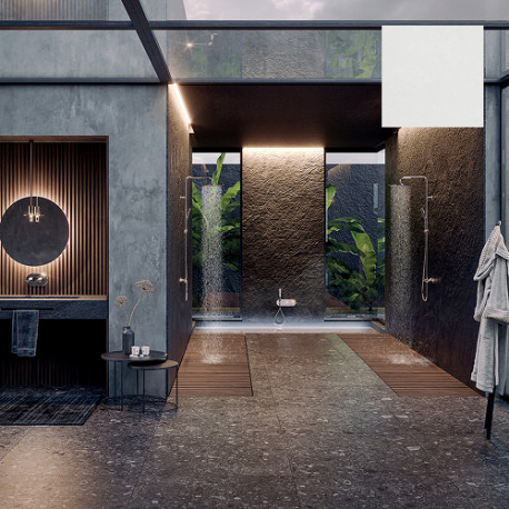 Mitigeur kit colonne de douche murale thermostatic blanc mat Apice - Bossini L10505045