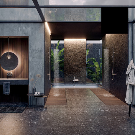 Mitigeur kit colonne de douche murale thermostatic noir mat Apice - Bossini L10505073