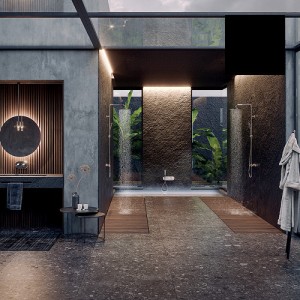 Mitigeur kit colonne de douche murale thermostatic noir mat Apice - Bossini L10505073