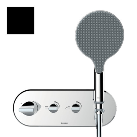 Partie externe mitigeur thermostatique mural bain douche noir mat Apice - Bossini Z00521073