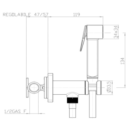 Ensemble mitigeur progressif avec flexible et douchette CUBE-BRASS chromé - BOSSINI E38003030