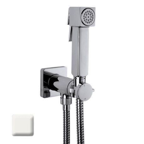 Ensemble mitigeur progressif avec flexible et douchette CUBE-BRASS blanc mat - BOSSINI E38003045