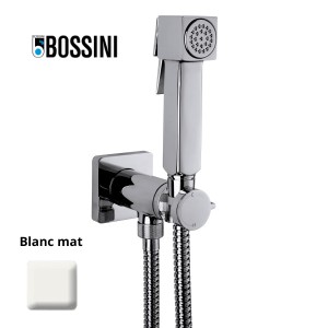 Ensemble mitigeur progressif avec flexible et douchette CUBE-BRASS blanc mat - BOSSINI E38003045